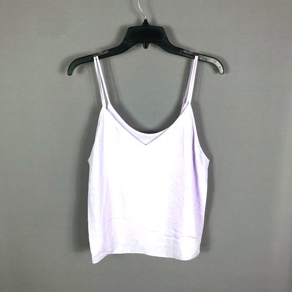 VINCE Pale Iris Lavender Double Layer Camisole Cami Crop Tank Top Size L - Picture 3 of 10